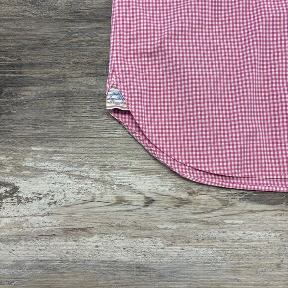 Hammer Made Pink White Gingham Plaid Mens M Button Down Long Sleeve Dress Shirt - Picture 10 of 11